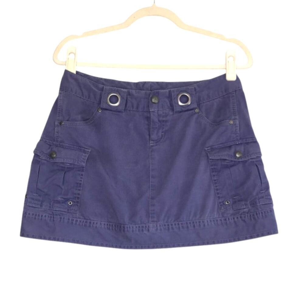 ATHLETA Take a Hike Cargo Mini Skirt Size 4 Blue Studded Outdoor Sporty Travel